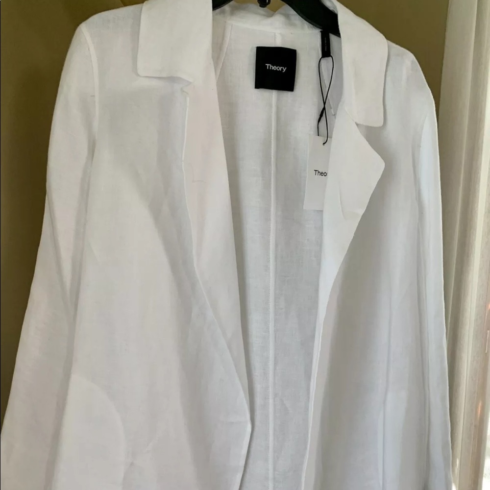 NEW NWT Theory Clairene Double- Faced White Linen Jacket size S - Picture 3 of 7